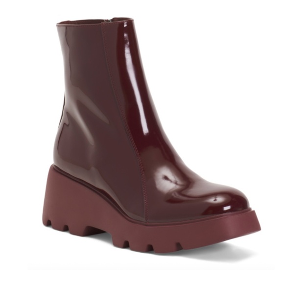 Naked Feet XENUS IN DEEP RED PLATFORM ANKLE BOOTS - Picture 1 of 6